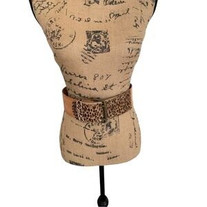 Brown leather animal print belt